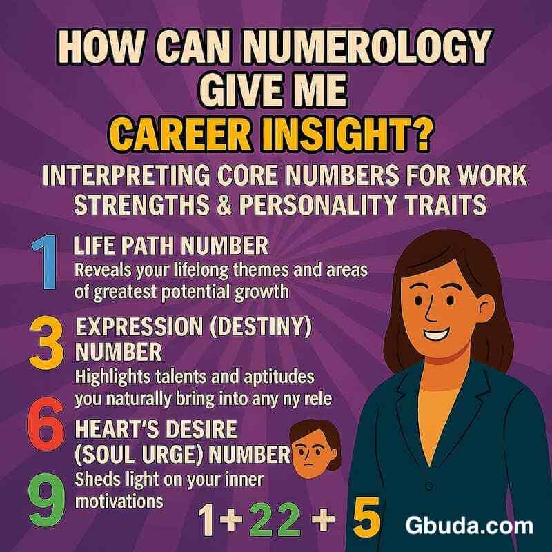Numerology chart for career insight showing core numbers and personality traits related to work strengths