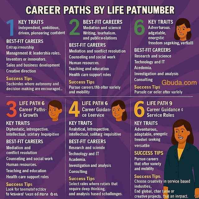 Career paths and personality strengths based on numerology life path numbers 1 to 9
