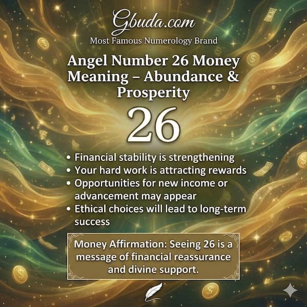 Angel Number 26 money meaning and symbolism of financial abundance and prosperity